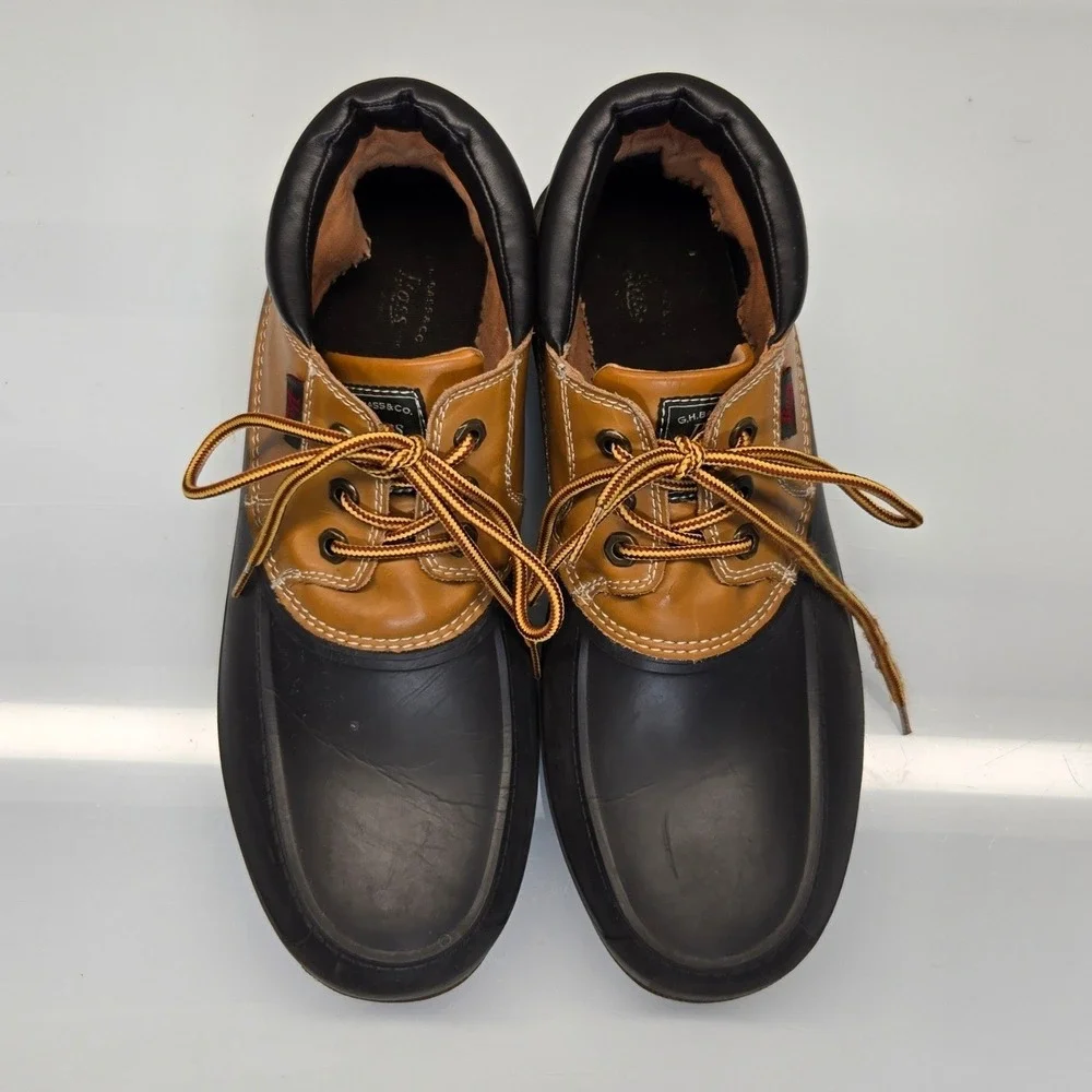 G.H. Bass Huey Duck Boots Men 12M Waterproof Leather Rubber Lace Up Rain Shoes
